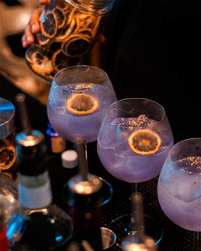 A purple mocktail served at Afterhours