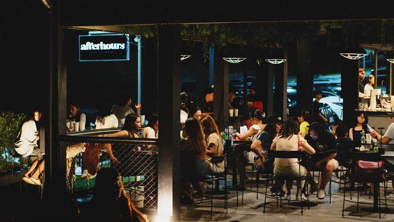 Afterhours patio at night